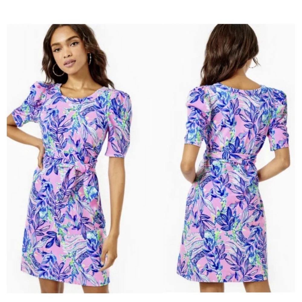 NWOT Lilly Pulitzer Harriet Dress Straight Fit Sash Lilac Just A Lil Jelly Sz M